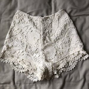 Stone Cold Fox white lace high waisted shorts